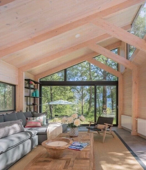 Chalet moderne et villa avec piscine