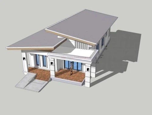 Chalet moderne et villa avec piscine