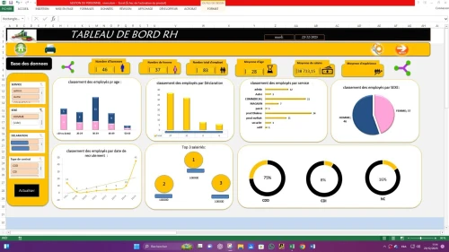 Excel gestion des personnels/ Tableau de bord