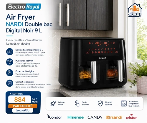 Air Fryer NARDI Double bac Digital Noir 9 L