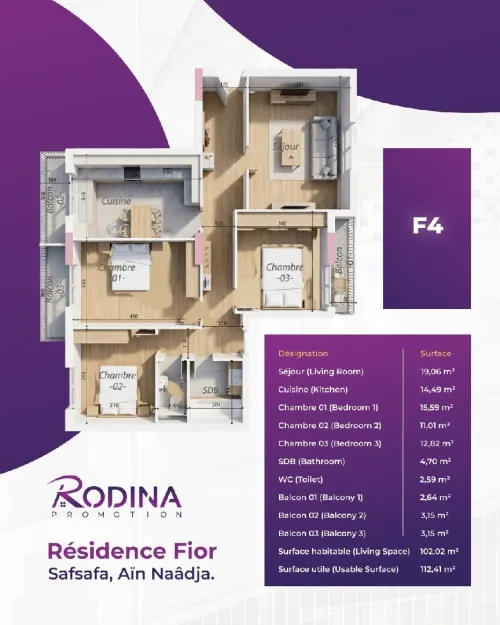 Vente Appartement F4 Alger Ain naadja