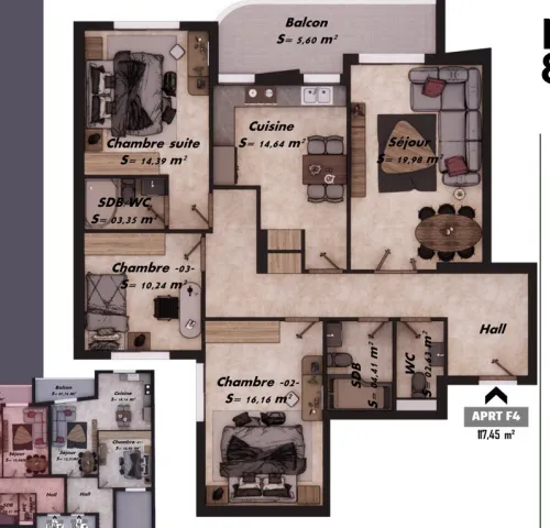 Vente Appartement F4 Alger Ain naadja