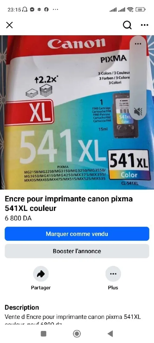 Encre imprimante pixma