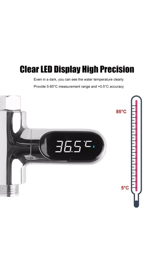 Moniteur de Température avec  Affichage LED de l'eau de douche, Salle de Bain ou Cuisine/Robinets.