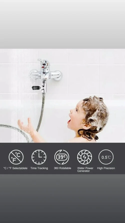 Moniteur de Température avec  Affichage LED de l'eau de douche, Salle de Bain ou Cuisine/Robinets.