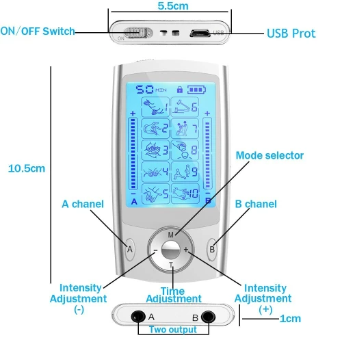 Stimulateur Musculaire TENS électrique 10 modes de Massage complet du corps 