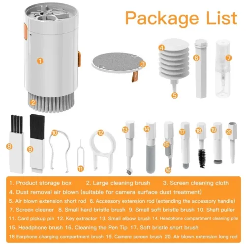 20 en 1 Ensemble D'outils de Nettoyage pour Appareil Photo/Casque/Téléphone Portable/Airpods/Clavier