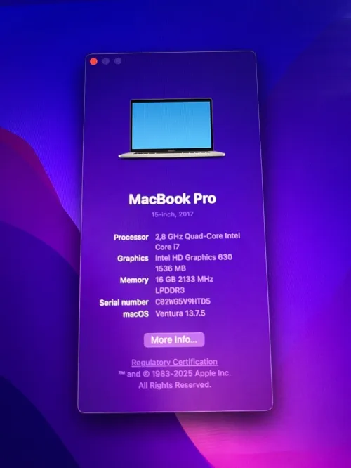 MacBook Pro 2017 15 inch touchbar ( battery service) & souris Magic Mouse 2