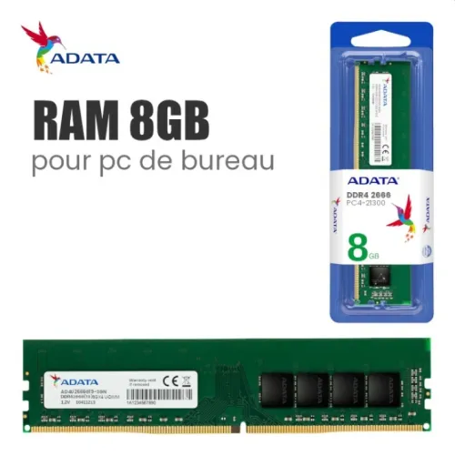 RAM ADATA 8 Go DDR4 2666 MHz Mémoire PC Haute Performance