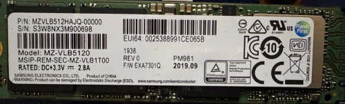 SSD Samsung PM981 512 Go - M.2 NVMe PCIe 3.0 x4