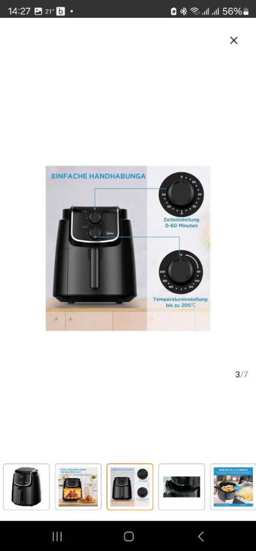 Air Fryer 4L, Friteuse à air 