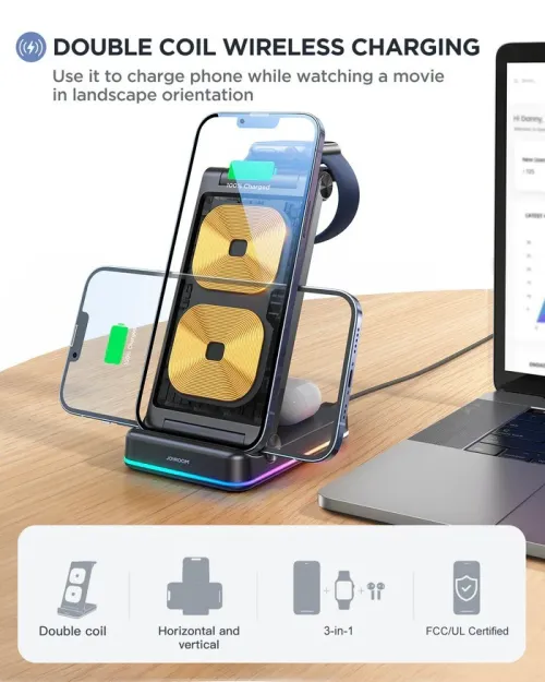 JR-WQN01 3-in-1 Foldable Wireless Charging Station