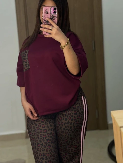 Ensemble léopard bordeaux