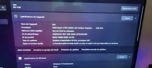 AMD RYZEN 5 PRO WITH rademon graphics   3.90 GHZ0  RAM 16 WINDOWS 2H20 