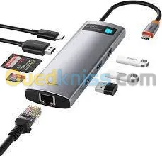 Hub USB C 4K @ 30Hz vers HDMI, 8-en-1, adaptateur RJ45 PD 100W