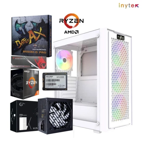 Unite Gamer AMD 5650G/CM B550MT /DDR4 16G 3200Mhz/SSD 512GB /PSU 550W/Case NEXUS full White plus 4Pcs Fans RGB