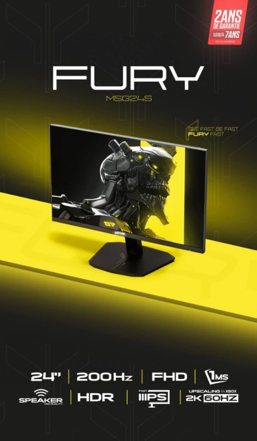 ECRAN MATOS GAMING 24" FURY MSG245 200Hz 1MS FAST IPS SPEAKER