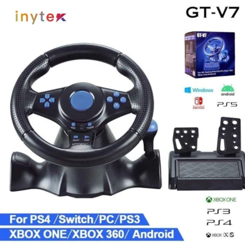 Volant de Course 7-en-1 Multi-Plateformes avec Retour de Force et Pédalier Réaliste GT-V7