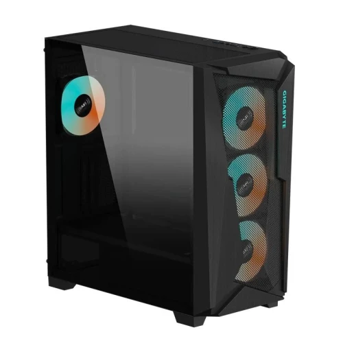 GB C301G GIGABYTE CHASSIS MID TOWER GLASS V2 NOIR  VERRE TREMPE 4 MM MESH FRONT TOP 4FANS  ARGB 360 MM RAD VERTICAL GPU USB C