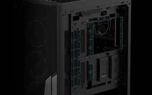 BOITIER C500P ST GIGABYTE CHASSIS MID TOWER PANORAMIC STEAL TH NOIR VERRE TREMPE PANORAMIQUE 270 4FANS ARGB SUPPORT BACK CONNECT MB VERTICAL GPU USB C