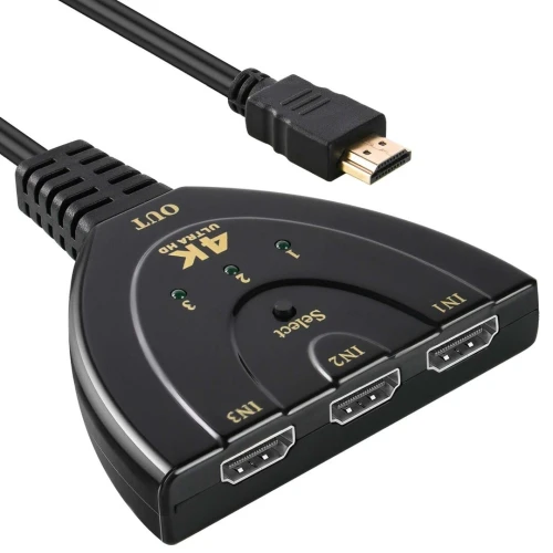 Switch HDMI 3 Ports 1 Sortie Sélecteur HDMI 3x1 Full HD / 4K Plug & Play