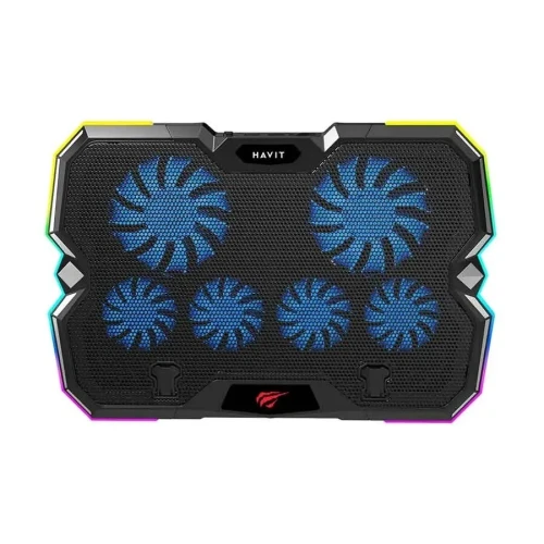 Support Ventilateur Refroidisseur Havit Double Ventilo F2068 SUP RGB Mobile
