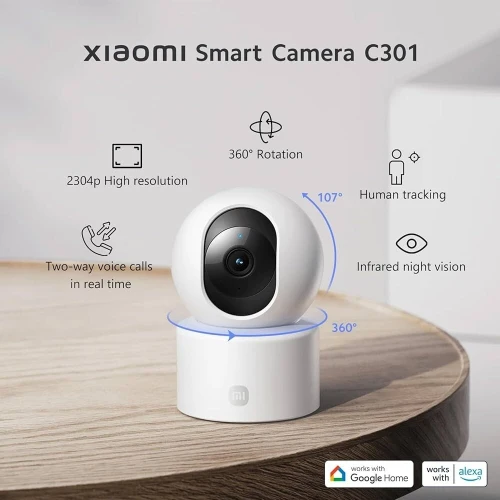 Caméra de Surveillance Mi C301 2K avec Rotation 360 et Vision Nocturne