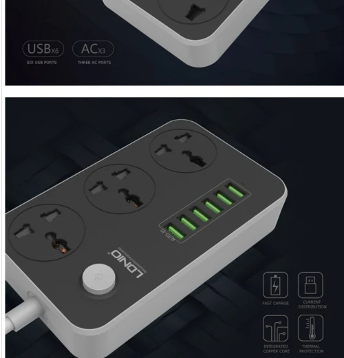 MULTIPRISE  MOBILLAND LDNIO 03 PRISE UNIVERSELLES 03 USB QC3.0 2500W SC3412