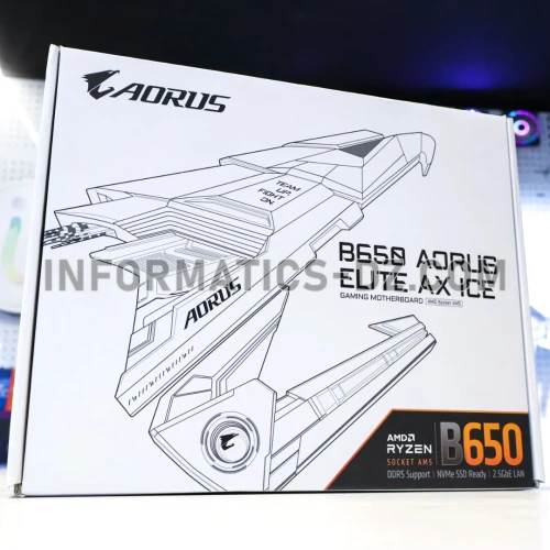Carte Mère Gigabyte B650 AORUS Elite AX ICE AM5 DDR5 PCIe 5.0 WiFi 6E Gaming Haute Performance RGB Ultra Stable pour AMD Ryzen 7000 8000