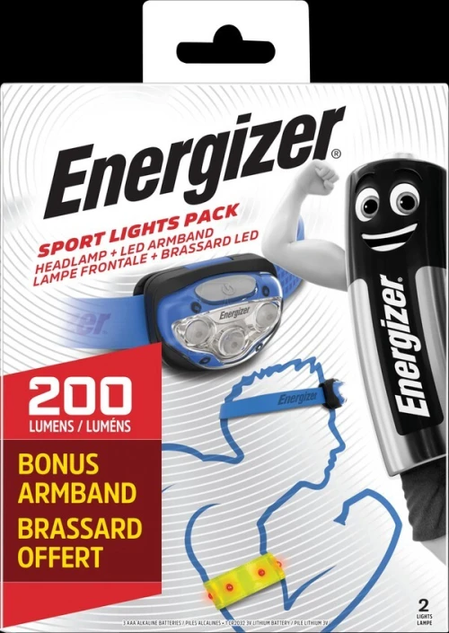 ENERGIZER SPORT LIGHTS PACK LAMPE FRONTALE 200 LUMENS IPX4