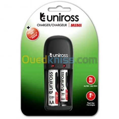 CHARGEUR PILLES MINI UNIROS AA/RH6 - AAA/RH03  PRISE INTEGRE 