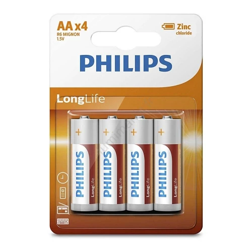 PILE 4 AAA/AA  PHILIPS ZINC CHLORIDE 1.5V
