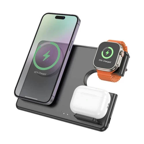 CHARGEUR BLUETOOTH 15W 3EN1 HOCO CQ1 CHARGE RAPIDE TÉLÉPHONE MONTRE & EARBUDS