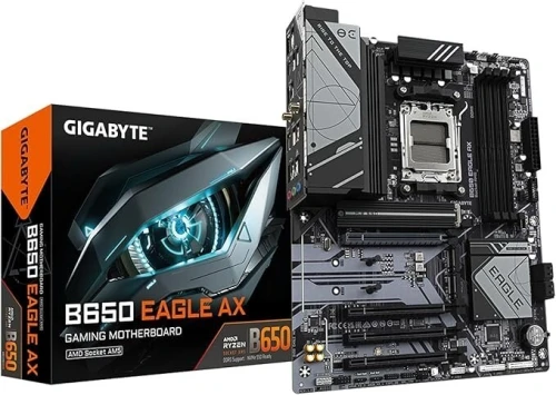 Carte Mère Gigabyte B650 Eagle AX AM5 DDR5 PCIe 5.0 WiFi 6E Gaming Haute Performance Compatible AMD Ryzen 7000 8000 9000 Ultra Stable et Rapide