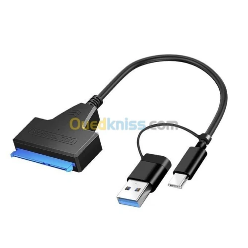 Adaptateur USB 3.0 et Type C vers SATA pour disque dur SSD HDD 2.5 pouces