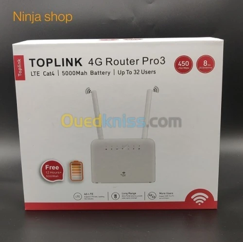 Modem Routeur 4G LTE Toplink Pro3 Batterie 5000mAh, Jusquà 32 Utilisateurs