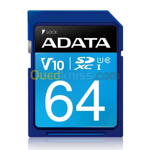 CARTE MEMOIRE ADATA SDXC UHS-I 64GO V10 100MB/S