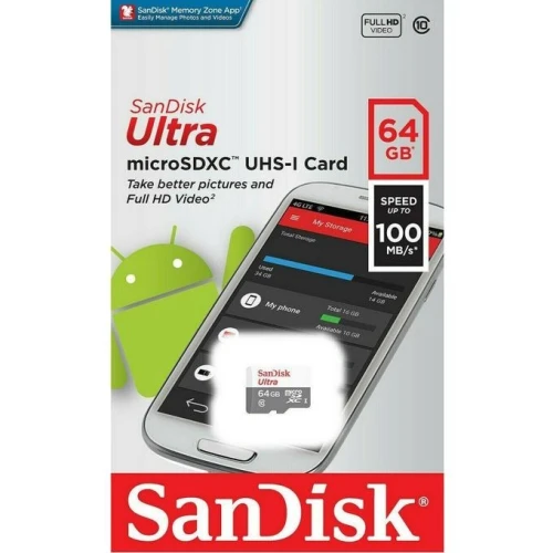 SanDisk Ultra 64Go carte memoire microSD rapide pour photos et videos Full HD stockage facile