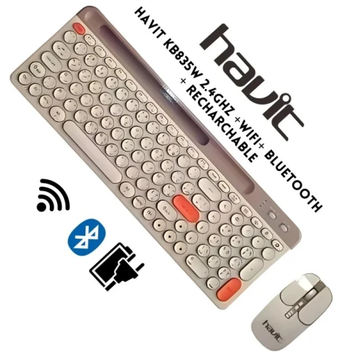 Clavier souris sans fil Havit KB835WB 2 4 ghz rechargeable usb combo