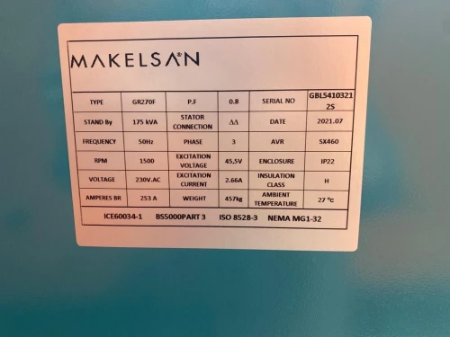 groupe electrogene 275 kva deutz/ makelsan -