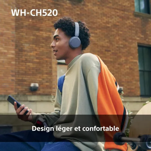 Casque Sony WH-CH520 - Bluetooth sans Fil, Multipoint, Micro intégré - 50 Heures et Charge Rapide