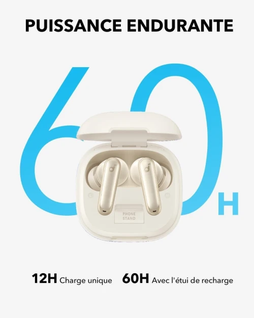 Airpods Soundcore Anker P40i réduction de Bruit Adaptable ,60h ,IPX5, Charge sans Fil, Bluetooth 5.3