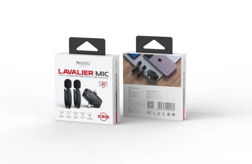 Double Microphone Yesido KR15 Type-c Lightning Cravate Sans Fil À Faible Latence Avec Récepteur 3en1