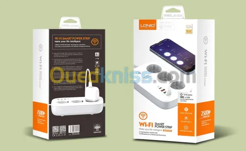 Multiprise Ldnio SEW3452 Intelligente Wi-Fi À 3 Prises CA  5m 4ports USB 3AC PD QC3.0