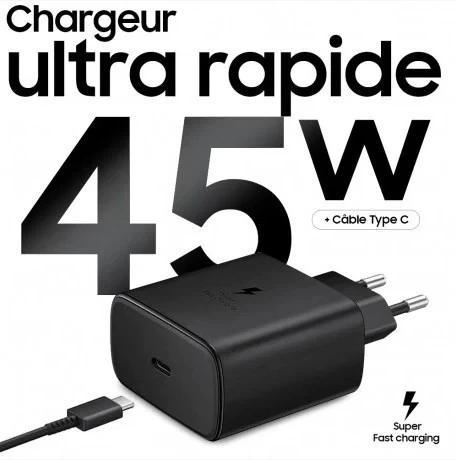 Chargeur Samsung Ultra Rapide 45 W USB-C Port /USB Type-C To C Cable 5A/1.8m