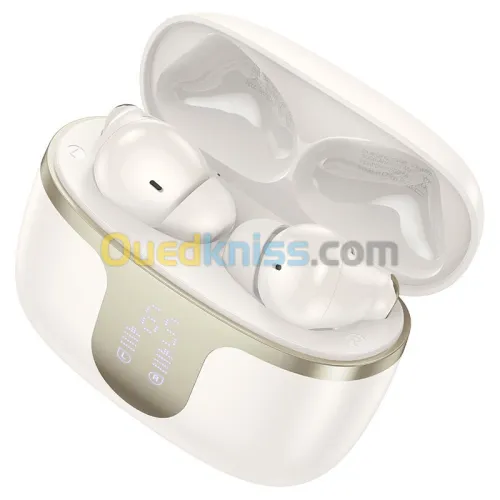 Airpods Hoco EQ10 Écouteurs Bluetooth 5.3 sans Fil  Affichage LED Autonomie 28H milky white