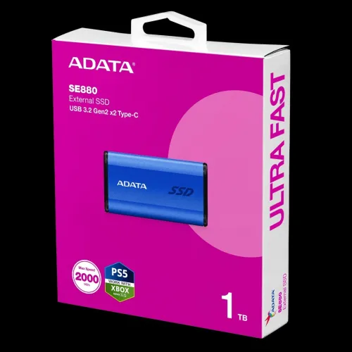 DISQUE DUR SSD 1To ADATA SE880 EXTERNE TYPE-C VITESSES DE LECTURE ALLANT JUSQU'À 2000 Mo/s