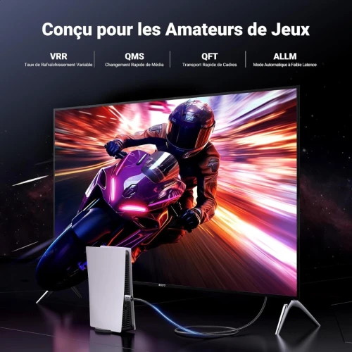 UGREEN Câble HDMI 2.1 Certifié 4K 120Hz 48Gbps Dynamic HDR Dolby Vision Dolby Atmos HDCP eARC PS5