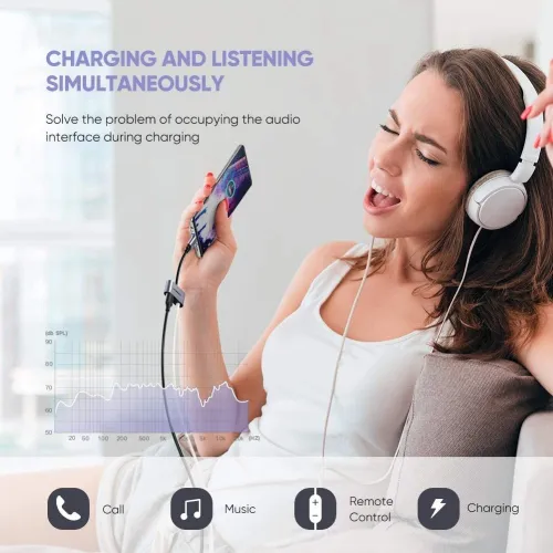 Adaptateur T  USB C vers 3,5 mm, écouteurs audio AUX 2 en 1 + charge PD Huawei + OnePlus + Xiaomi