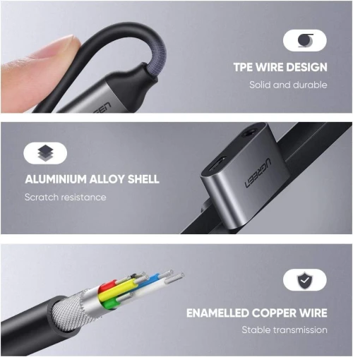 Adaptateur T  USB C vers 3,5 mm, écouteurs audio AUX 2 en 1 + charge PD Huawei + OnePlus + Xiaomi